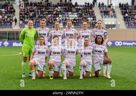 Firenze, Italia. 3 marzo 2024. Firenze, Italia, 3 marzo 2024: Le giocatrici della Juventus durante la partita di Coppa Italia femminile tra Fiorentina e Juventus Women al Viola Park di Firenze, Italia. (Sara Esposito/SPP) credito: SPP Sport Press Photo. /Alamy Live News Foto Stock