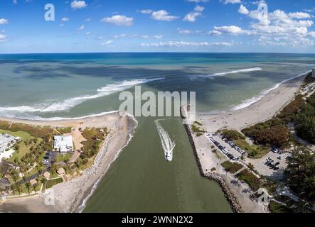 Vista aerea di Jupiter Inlet in Florida, Stati Uniti Foto Stock