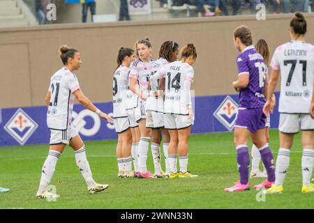 Firenze, Italia. 3 marzo 2024. Firenze, Italia, 3 marzo 2024: Cecilia Salvai (23 Juventus) durante la partita di semifinale di Coppa Italia femminile tra Fiorentina e Juventus Women al Viola Park di Firenze. (Sara Esposito/SPP) credito: SPP Sport Press Photo. /Alamy Live News Foto Stock