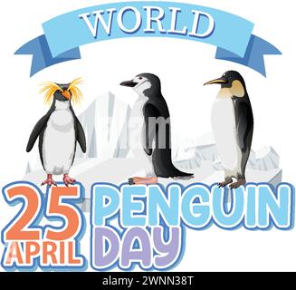Vettoriale colorato che celebra i pinguini e la conservazione Illustrazione Vettoriale