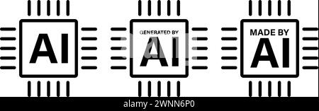 Set di icone realizzato dal processore ai Illustrazione Vettoriale