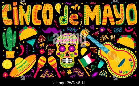 La celebrazione del Cinco de Mayo in Messico è ambientata Illustrazione Vettoriale
