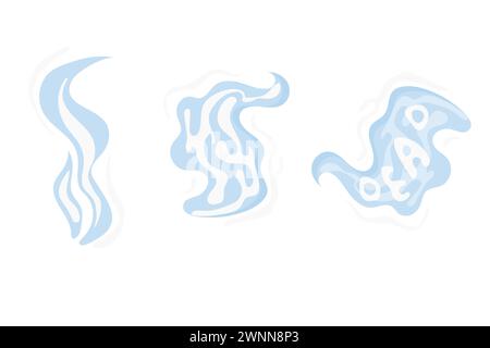 fumo, fumo di sigaretta con iscrizione, vapori nocivi. Vettore su sfondo bianco. Illustrazione Vettoriale
