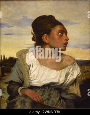 He Orphan Girl at the Cemetery [1] (conosciuta anche come Young Orphan Girl in the Cemetery; francese: Jeune orpheline au cimetière) [2] (c. 1823 o 1824) è un dipinto dell'artista francese Eugène Delacroix . Foto Stock