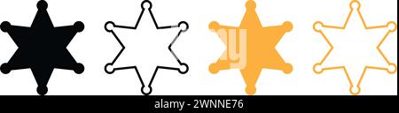 L'icona a stella dello sceriffo imposta un design semplice di base Illustrazione Vettoriale
