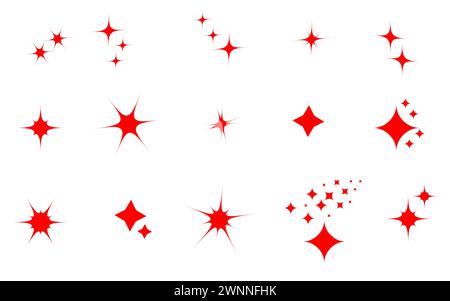 Serie di stelle rosse isolate Illustrazione Vettoriale