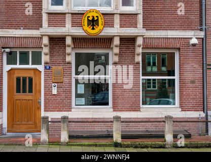 Amsterdam, Paesi Bassi, 03.03.2024, esterno del Consolato generale della Germania in via Honthorststraat ad Amsterdam Foto Stock
