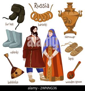 Russia tradizioni e la cultura dei tempi antichi vettore Illustrazione Vettoriale