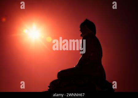 Il Buddha Dordenma è una gigantesca statua di Buddha Shakyamuni del montagne del Bhutan si affaccia sud approccio a Thimphu. Foto Stock