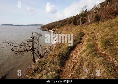 Il percorso costiero intorno ad Arnside Park, vicino ad Arnside nel sud della Cumbria, Regno Unito Foto Stock