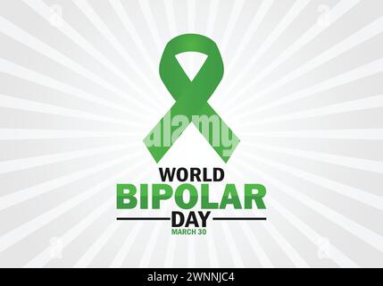 Giornata mondiale bipolare. Marzo 30. Concetto di vacanza. Modello per sfondo, banner, scheda, poster con iscrizione di testo Illustrazione Vettoriale