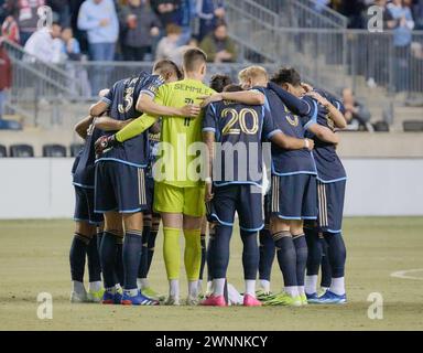 CHESTER, PA, USA - 27 FEBBRAIO 2024 - partita della CONCACAF Champions Cup tra l'Unione di Filadelfia e il Deportivo Saprissa al Subaru Park. Foto Stock