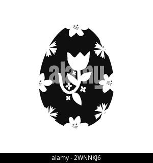 Uovo di Pasqua decorativo bianco e nero Illustrazione Vettoriale