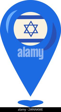Puntatore rosso sulla mappa, punto di riferimento geografico, punto importante del festival. Elemento di latte solido festivo, attributo della festa ebraica. Vettore piatto cartoni animati i Illustrazione Vettoriale