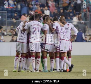 CHESTER, PA, USA - 27 FEBBRAIO 2024 - partita della CONCACAF Champions Cup tra l'Unione di Filadelfia e il Deportivo Saprissa al Subaru Park. Foto Stock