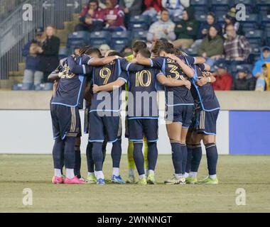 CHESTER, PA, USA - 27 FEBBRAIO 2024 - partita della CONCACAF Champions Cup tra l'Unione di Filadelfia e il Deportivo Saprissa al Subaru Park. Foto Stock