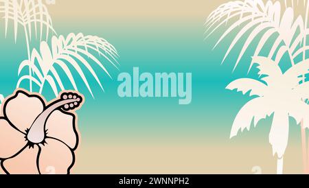 cartolina postale di sfondo con ologramma tropico hawaiano in formato vettoriale Illustrazione Vettoriale