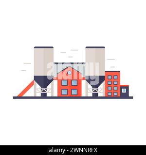 Illustrazione vettoriale di stazioni di fabbrica, edifici di impianti industriali e serbatoi di stoccaggio elevati Illustrazione Vettoriale