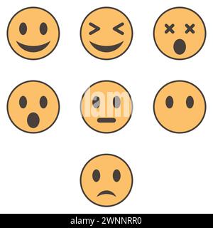 set emoji piatto Illustrazione Vettoriale