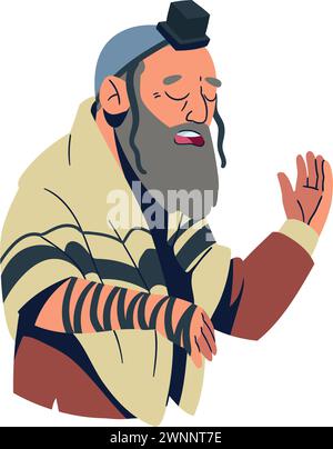 preghiera ebraica dei tefillin Illustrazione Vettoriale