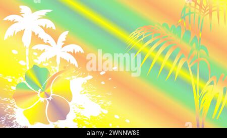 cartolina postale di sfondo con ologramma tropico hawaiano in formato vettoriale Illustrazione Vettoriale