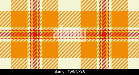 Ordinare plaid di controllo vettoriale, tessuto damascato sfondo senza cuciture. Texture tartan in tessuto con motivo Vogue in colori luminosi e chiari. Illustrazione Vettoriale