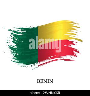 Indicatore di grunge del Benin, sfondo vettoriale del tratto del pennello Illustrazione Vettoriale