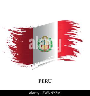 Bandiera grunge del Perù, sfondo vettoriale del tratto del pennello Illustrazione Vettoriale