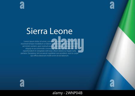 Bandiera nazionale della Sierra Leone isolata su sfondo scuro con spazio copiato Illustrazione Vettoriale