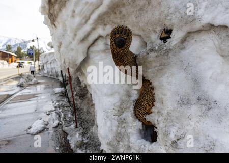 Mammoth Mountain e Mammoth Lakes, California, hanno visto una quantità record di neve in inverno e all'inizio della primavera del 2022-2023. Oltre 700 pollici di neve f Foto Stock