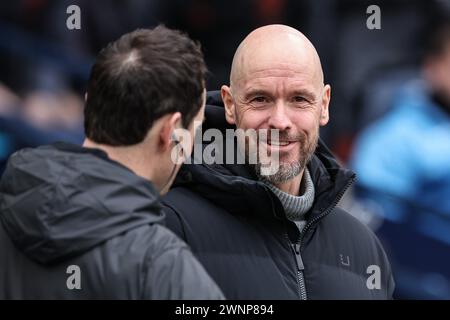 Durante la partita di Premier League Manchester City vs Manchester United all'Etihad Stadium, Manchester, Regno Unito, 3 marzo 2024 (foto di Mark Cosgrove/News Images) Foto Stock