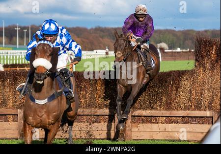 Alcuni Scope e Gavin Sheehan finiscono 2° nel Grimthorpe handicap Chase all'Ippodromo di Doncaster, 02/03/2024. Crediti JTW equine Images / Alamy. Foto Stock