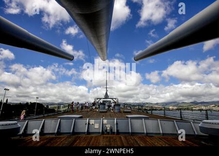 Pearl Harbor, HI, 18 luglio 2007: Il sito del Pearl Harbor Memorial segna il punto in cui il Giappone attaccò la flotta statunitense del Pacifico il 7 dicembre 1941 e dre Foto Stock