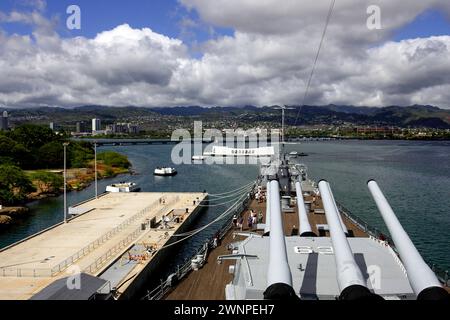 Pearl Harbor, HI, 18 luglio 2007: Il sito del Pearl Harbor Memorial segna il punto in cui il Giappone attaccò la flotta statunitense del Pacifico il 7 dicembre 1941 e dre Foto Stock