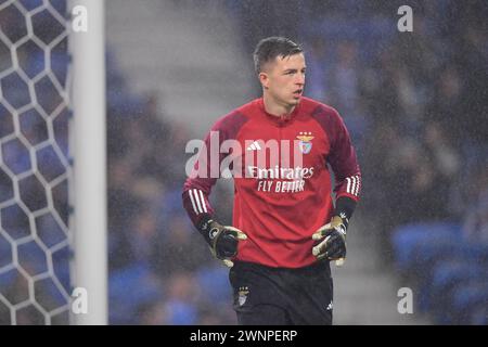 Porto, Portogallo. 3 marzo 2024. Stadio Dragao, Primeira Liga 2023/2024, FC Porto contro Benfica; portiere Anatoliy Trubin del Benfica, durante il riscaldamento prima della partita tra FC Porto e Benfica per la Primeira Liga 2023/2024 allo stadio Dragao di Porto il 3 marzo. Foto: Daniel Castro/DiaEsportivo/Alamy Live News crediti: DiaEsportivo/Alamy Live News Foto Stock