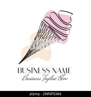 Logo Abstract Pink Ice Cream Modern Illustrazione Vettoriale