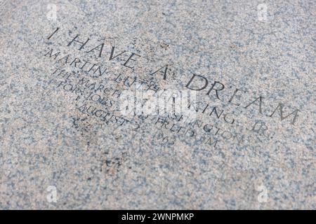 Il sito che guarda verso il monumento a Washington dove Martin Luther King ha tenuto il suo famoso discorso "i have A Dream". Foto Stock