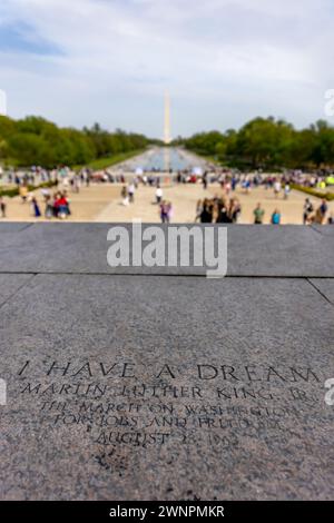 Il sito che guarda verso il monumento a Washington dove Martin Luther King ha tenuto il suo famoso discorso "i have A Dream". Foto Stock