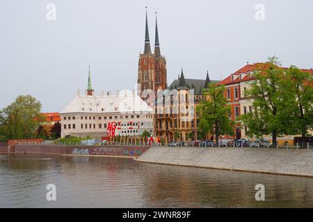 Vista sulla cattedrale di St John Baptist a Breslavia Foto Stock