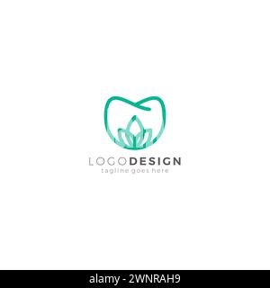 logo di crescita delle foglie dentarie semplice. icona cure dentistiche Illustrazione Vettoriale