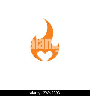 Logo Love Fire. Logo Flame Love. Icona fuoco Illustrazione Vettoriale