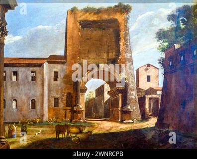 Capriccio con l'Arco di Tito 1650-1660 ca. Di Viviano codazzi (1604-1670) - olio su tela - Museo di Roma, Italia Foto Stock