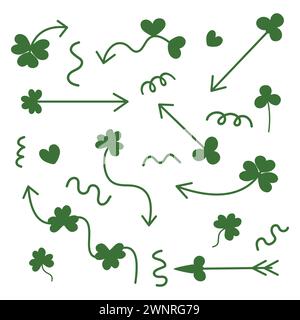 Set di frecce verdi con una scogliera per St. Patricks Day. Illustrazione Vettoriale
