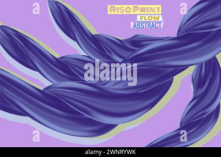 Banner astratto flusso effetto risografo. Onda di turbolenza astratta Illustrazione Vettoriale