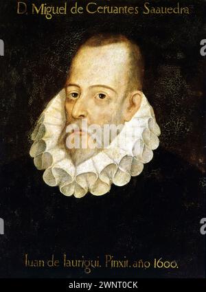 Ritratto di Miguel de Cervantes (1547 - 1616), di Juan De Jareguy y Aguilar (1570 - 1641). 1600. Real Academia de la Historia, Madrid Foto Stock