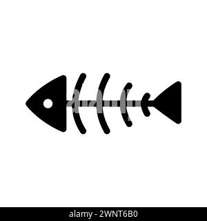 Icona delle ossa di pesce. Simbolo del cibo di gatto. Illustrazione vettoriale. EPS 10. immagine stock. Illustrazione Vettoriale