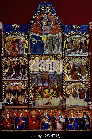 Arcangelo Michele, circondato dai cori di Angeli di Lluc Borrassa 15th Century i metà Museo reale di Belle Arti, Anversa, Belgio, Belgio. Foto Stock