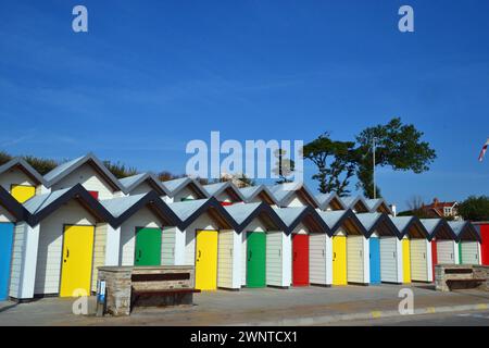 Beach Huts, Swanage, Isola di Purbeck, Dorset, Regno Unito Foto Stock