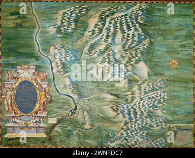 Mappe del mondo antico HQ – Mappa di Avignone e del Comtat Venaissin 1581 Foto Stock