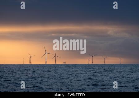 Seagreen Wind Energy, parco eolico scozzese offshore. Vestas V164, turbine da 10 Megawatt. Foto Stock